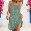 Women Plus Size Scoop Neck Sleeveless Floral Printed Loose Fit Curved Hem Cami Beach Dress