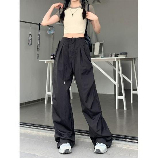 

Женский комбинезон в стиле «американский ретро» с высокой талией и драпировкой — облегающие, широкие, повседневные летние брюки 4XL чёрный