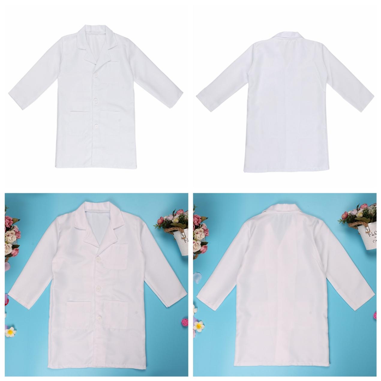 

Детский лабораторный халат для мальчиков и девочек с длинными рукавами, униформа ученых, врачей, костюм для костюмированной вечеринки на Хэллоуин