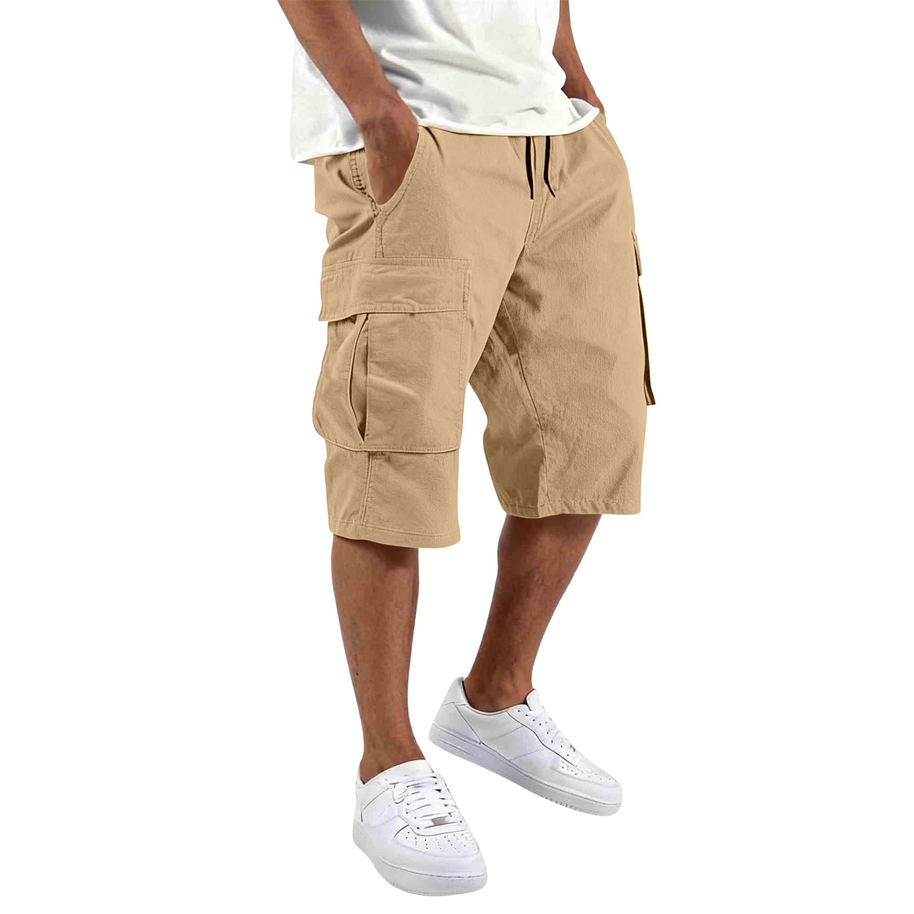 Ren Fashion Heren Relaxed Fit Cargo Shorts Met Meerdere Zakken Knie Lengte Katoen Casual Buiten Shorts L kaki