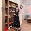 French Black Floral Dress Children's Summer New Temperament Waist Thin Flying Sleeves Fishtail Dress
