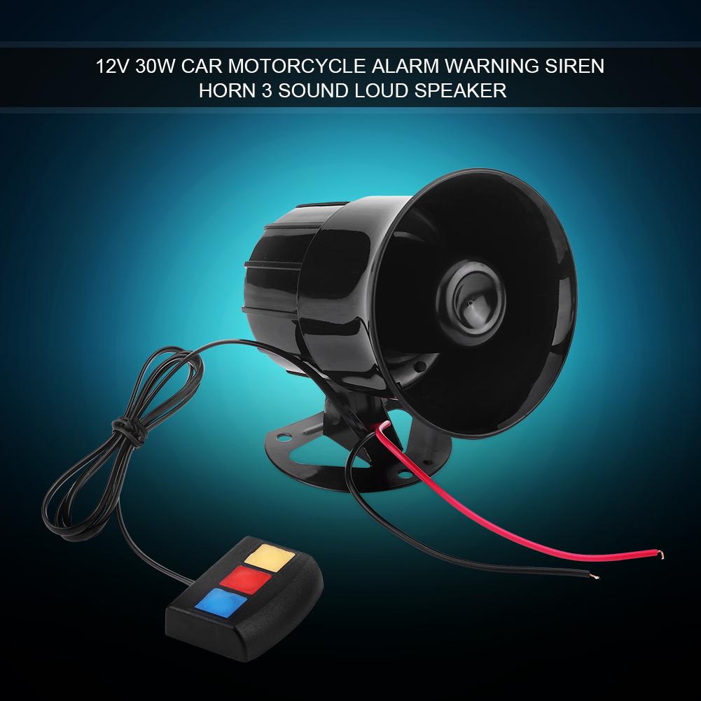 12V 30W Car Motorcycle Alarm Warning Siren Horn 3 Sound Loud Speaker
