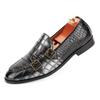 Luxury Dress Shoes Mens Classic Crocodile Pattern Leather Shoes Monk Buckle Strap Pointed Toe Party Loafers Shoes For Men