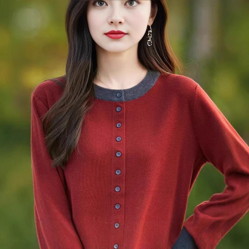 Sweter z okrągłym dekoltem i długim rękawem w luźnym stylu