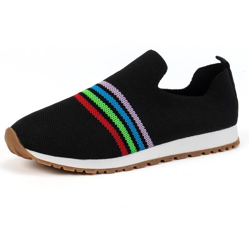 Large-size Fly-woven Single Shoes, Casual Flat-soled Sports Shoes, Comfortable and Lightweight, Foreign Trade Lazy One-pedal Single Shoes