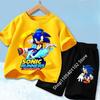 Fashion Anime Children's T-shirt Set Sonics The Hedgehog Top Short Sleeve + Shorts Two-piece Set Girls Boys Cosplay Costume