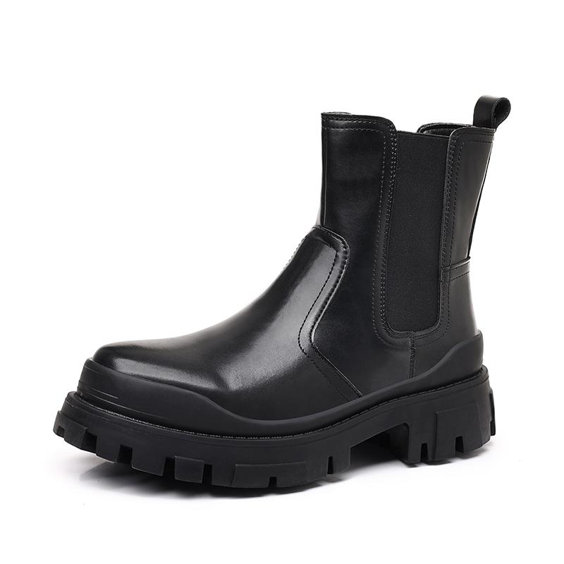 

Модные высокие туфли без застежек из высококачественной кожи для активного отдыха, мужские базовые ботинки, нескользящие ботинки для ходьбы, мужские мотоциклетные ботинки в британском стиле 44 чёрный