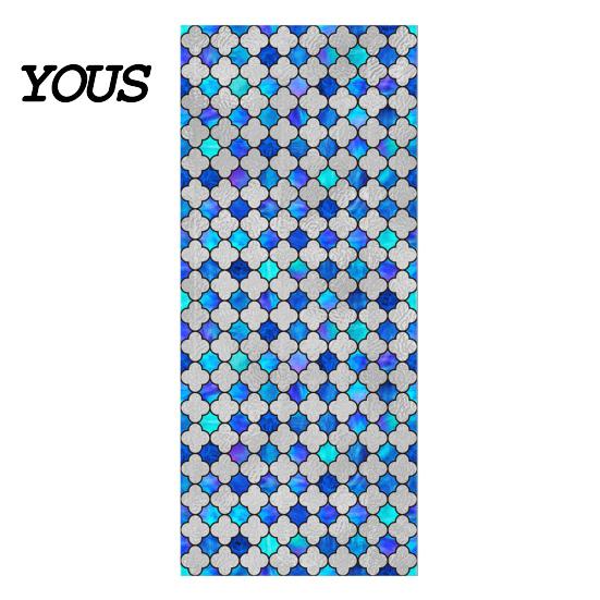 Easy Install Window Sticker Stained Glass Film, Retro Geometric Plaid Static Cling Privacy Decal, Double Non-Adhesive Film for Bedroom Sided