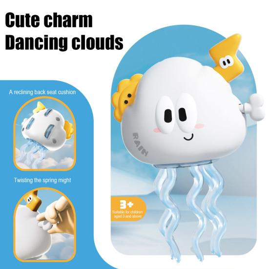 Wind-up Dancing Cloud Toy Educational Clockwork Spring Rainy Cloud Toy Toddlers Boys Girls Interactive Crawling Cartoon Cloud Toy