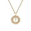 Creative Flower Twist Cross Micro-inlaid Copper Zircon Necklace Trend European and American Personality Hip Hop Pendant