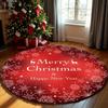 Festive Christmas Circle Rug with Santa and Rudolph Design Holiday Themed Floor Mat for Living Room Sofa Area Home Carpet Decor