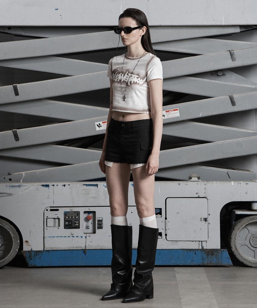 Jenyujeu Layers Micro Shorts Pants - Black