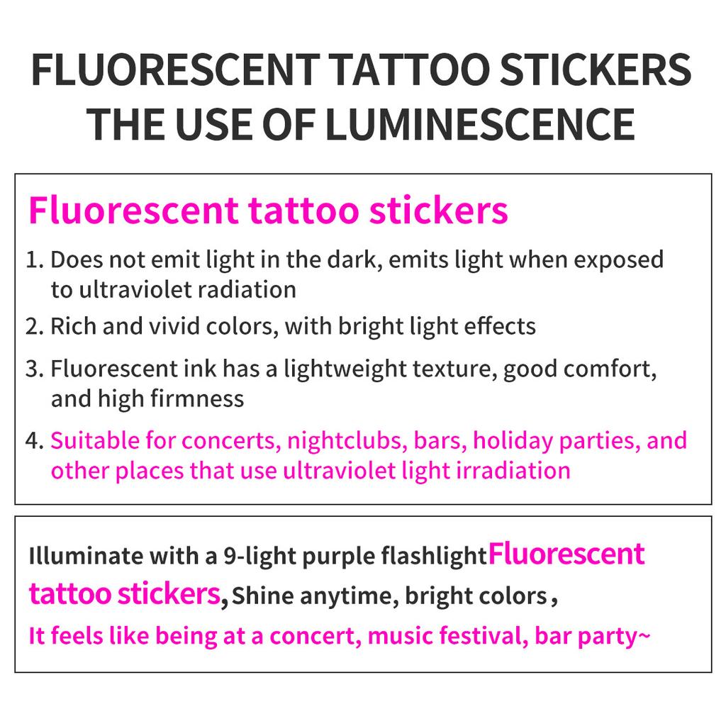 's New Fluorescent Butterfly Tattoo Sticker Music Festival KTV Concert Party Disposable Waterproof