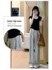 Women's Slimming High Waist Striped Pants: Black/White, Loose Straight-Leg, Petite 145, Wide-Leg, Summer 2025 Collection