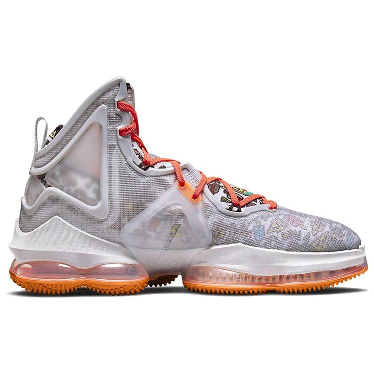 Nike LeBron 19 Fast Food Men Sneakers Grey Grey-Fog Total-Orange DC9339-001
