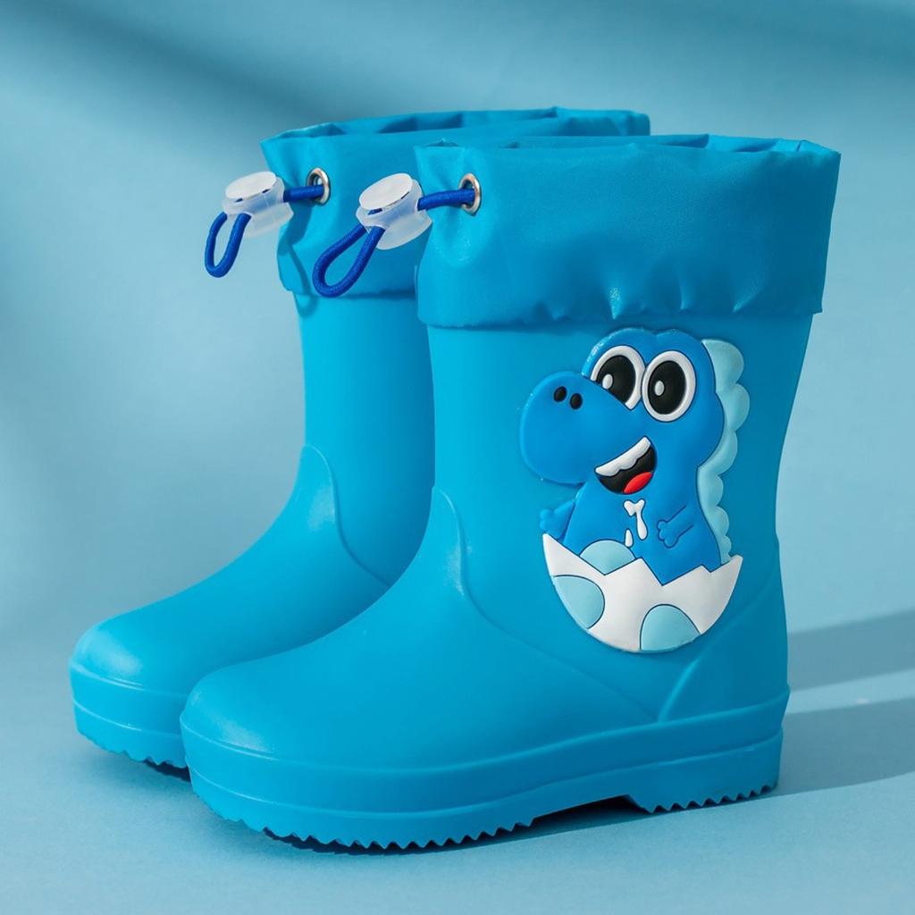 Stiefel Kinder wasserdichte gefütterte halbhohe Regenstiefel Regenschuhe mit Kordelzug Cartoon rutschfeste Regenstiefel Leichte Outdoor