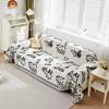 Graffiti Cat Chenille Sofa Covers for Living Room Cartoon Animal Towel with Tassels Slip Covers Anti Cat Scratch Couch Blankets