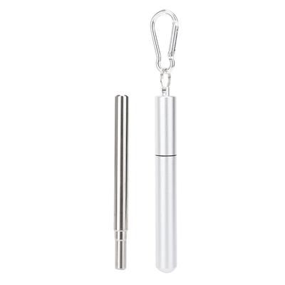 Reusable Stainless Steel Straight Straw Portable Retractable Drinking Straw Cleaning Brush Kit