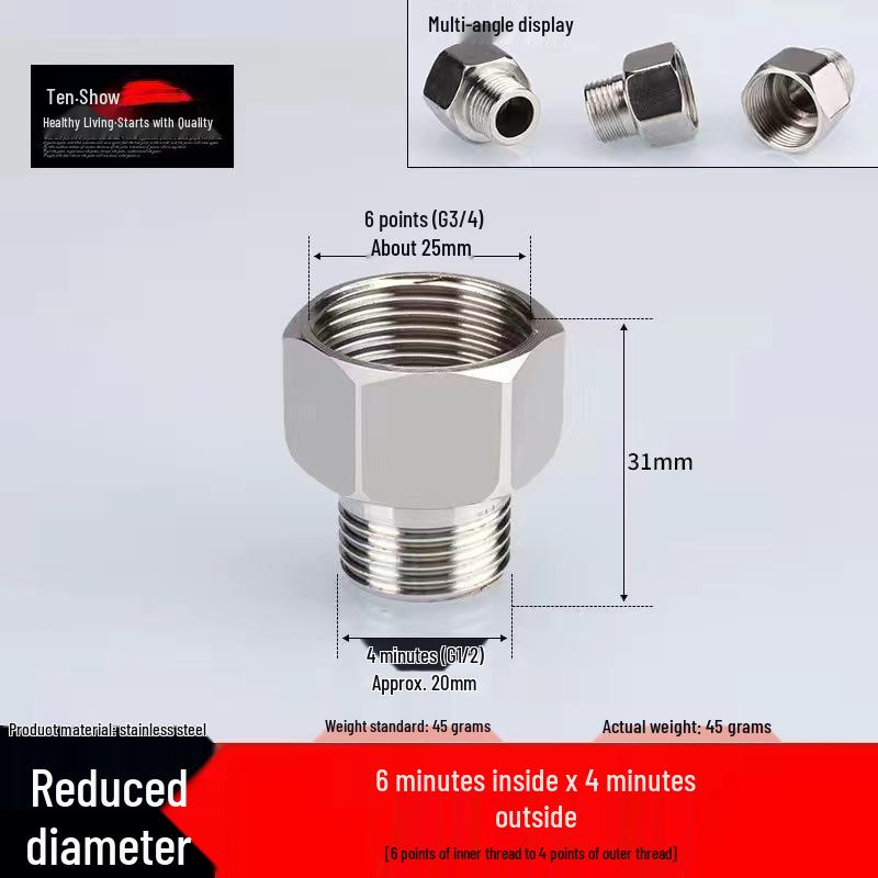 Oțel Inoxidabil Tee Cot Reductor cu Filet Interior: Accesoriu conductă instalații sanitare 6 puncte la 4 puncte