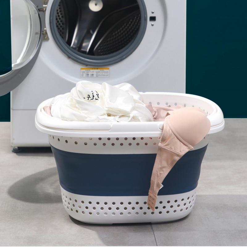 Collapsible Plastic Laundry Basket Folding Pop Up Bathroom Dirty Clothes Basket Household Plastic Large Storage Container
