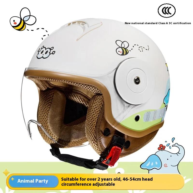 BYB Yeni Ulusal Standart A Sınıfı 3C Sertifikasyonu Çocuk Dört Mevsim Bebek Kaskı Çizgi Film Elektrikli Araç Kaskı Motosiklet