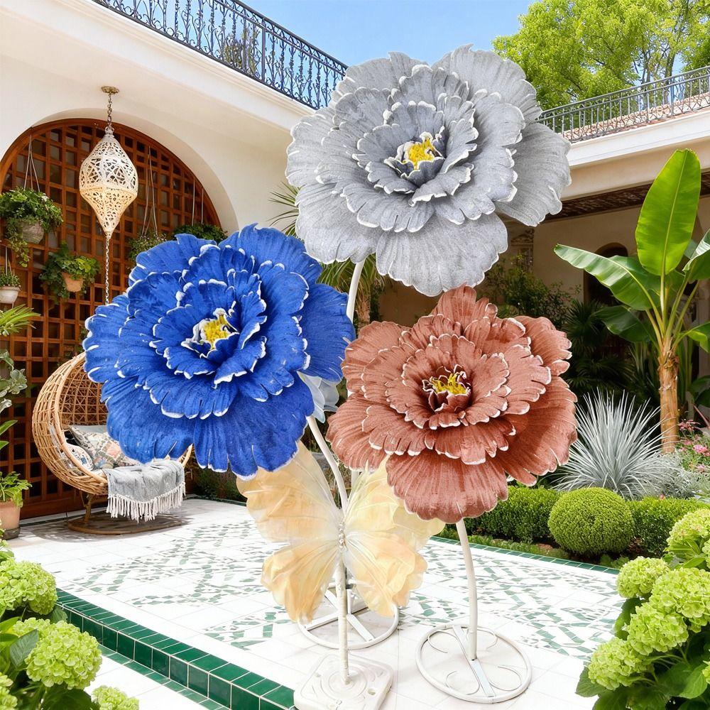 30cm Simulation Peony Large Scale Base Flower Foam Velvet Flower Large Floor Standing Peony Design Floor Standing Flower