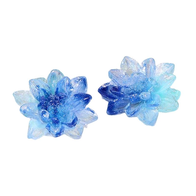 

2Pcs Glowing Resin Sunflower Embellishments For Hair Clip Jewelry Making And Craft Projects Handmade Accessories зелений/синій
