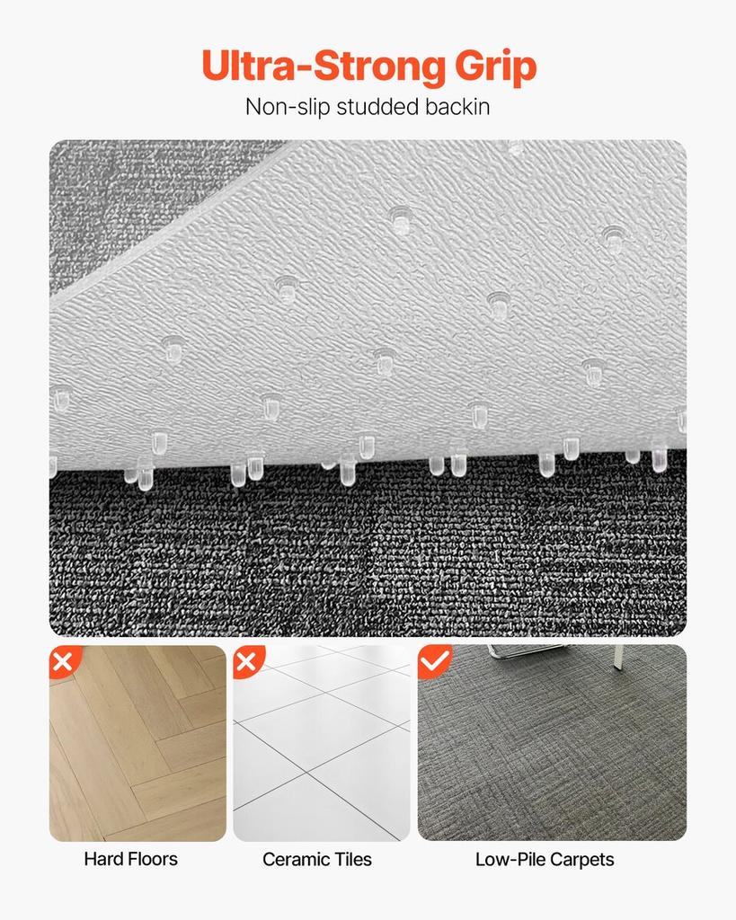 Chair Mat with Lip, 915 x 1225 mm Office Chair Mat for Low Pile Carpeted Floors, Plastic Floor Protector Rug with Studded, Non-Slip & Easy to Clean,