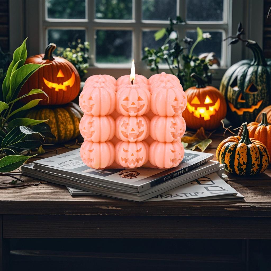 Silicone Candle Mold Reusable Halloween Candle Mold 3d Pumpkin Resin Mould Silicone Pumpkin Cube Candle Mold For Gifts Home Art