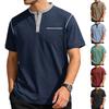 Men's Short-Sleeve Collar Colorblock Casual T-Shirt