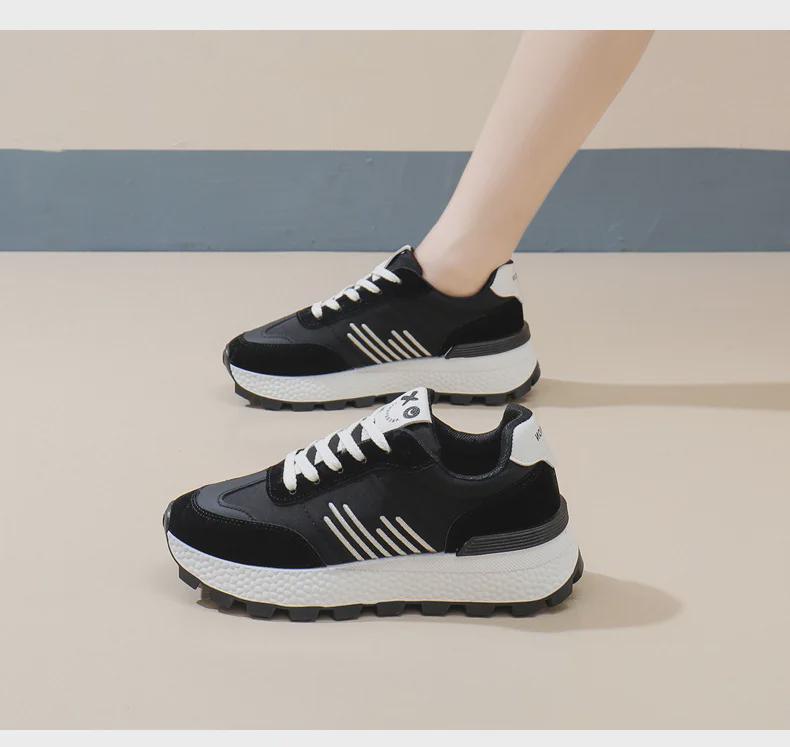 INS Korean Women's New Dad Sneakers: 2025 Spring Student Running Sports Shoes with Thick Sole for Heightening - Model J6101.