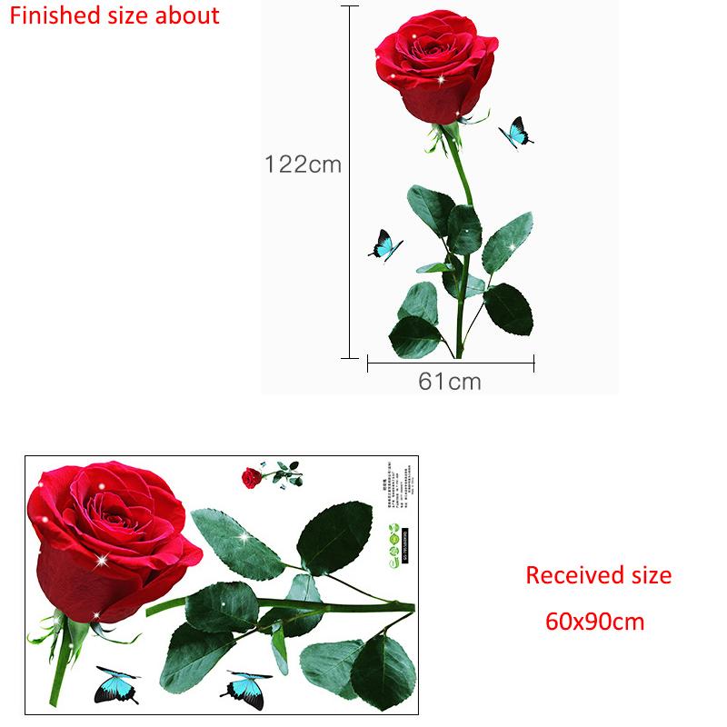 Romantischer Rosenblumen Wandaufkleber Selbstklebend Kreative Tapete Schlafzimmer Dekoration Eingang Sofa Kunst Abziehen und Aufkleben
