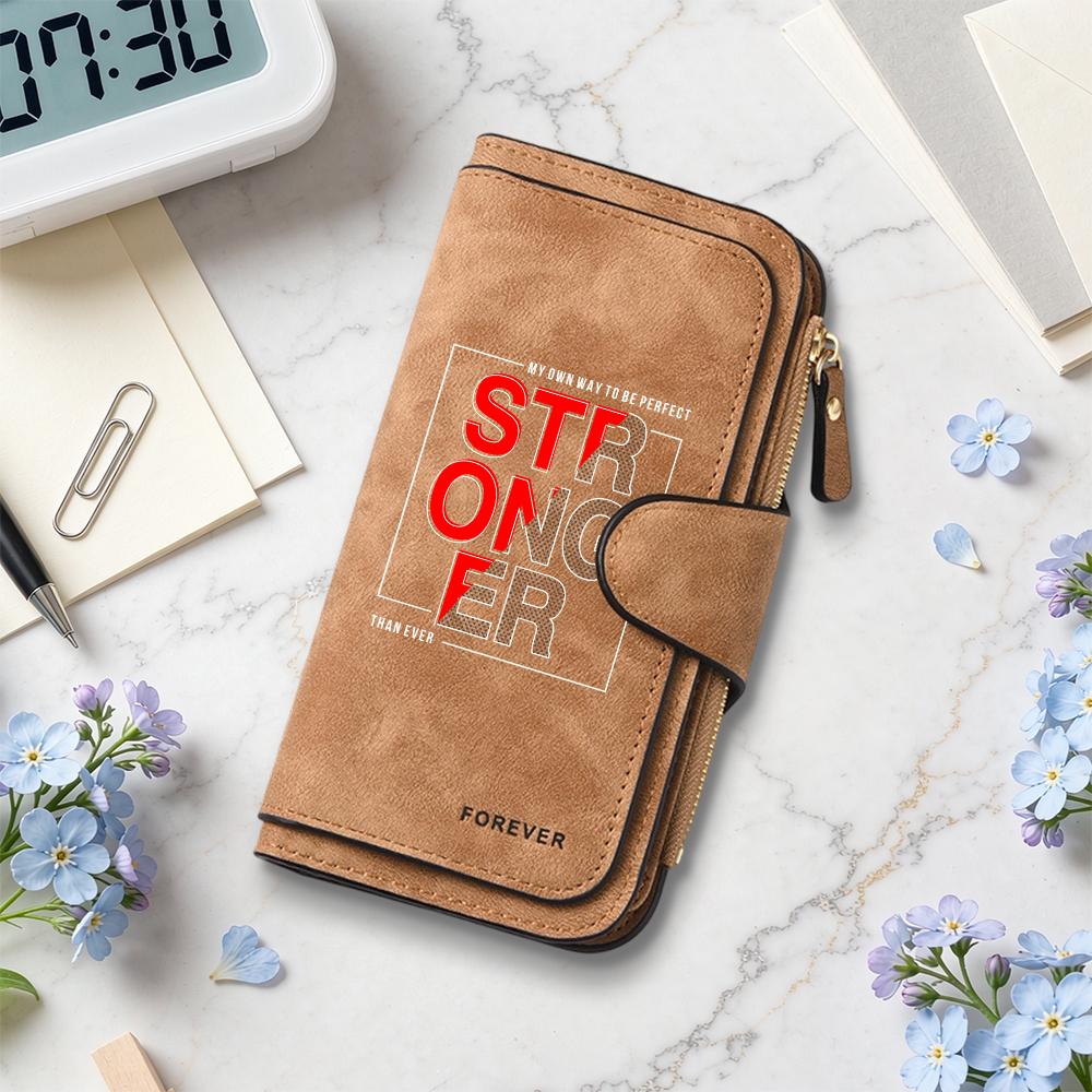 Stronger Letter Printed Casual Long Wallet Multi Slot Portable Fashion Purse