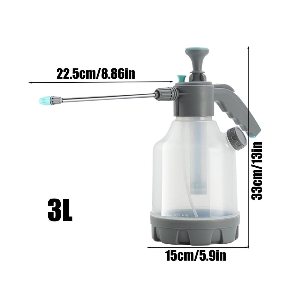 3L Hand Pump Spray Watering Can Bottle Non-Slip Handle Tank With Extended Rod Water Hose Nozzle Bottle Watering Can