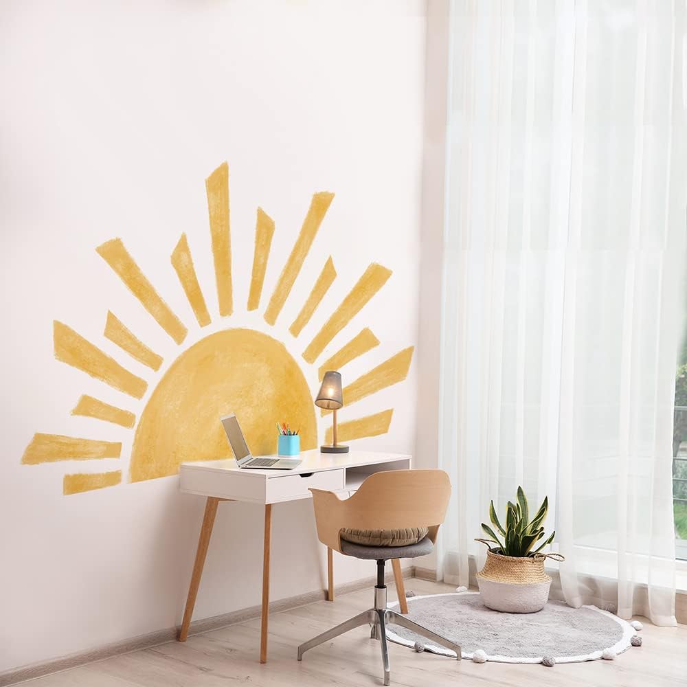 Half Sun Wall Decal for Kids Room - Sunshine Wall Stickers Vinyl Wall Decals Nursery Wall Decal Removable Peel and Stick Wall Decals for Nursery Kids