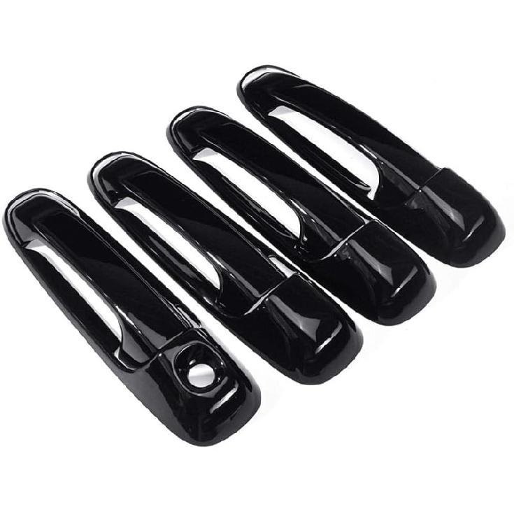 8Pcs Set Plastic 4 Door Handle Covers Fit for Dodge Ram 1500 2500 3500 4500 5500 2002 2003 2004 2005 2006 2007 2008-Gloss-Black