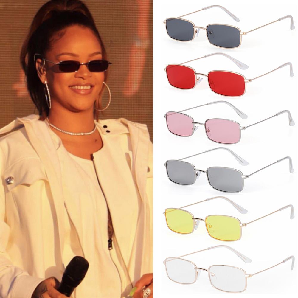Men Women Clear Lens UV400 Metal Sun Glasses Small Oval Women's Sunglasses Vintage Rectangle Sunglasses Brand Shades