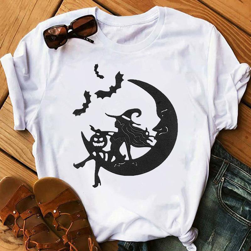 Tricou la modă de vară pentru femeie Halloween vrăjitoare imprimeu tricouri femei casual amuzant tricou pentru Lady Yong Girl Top Tee Hipster