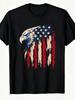 Men'S Vintage Eagle American Flag Graphic T-Shirt, Patriotic 4Th of July Round Neck Casual Streetwear, Plus Size