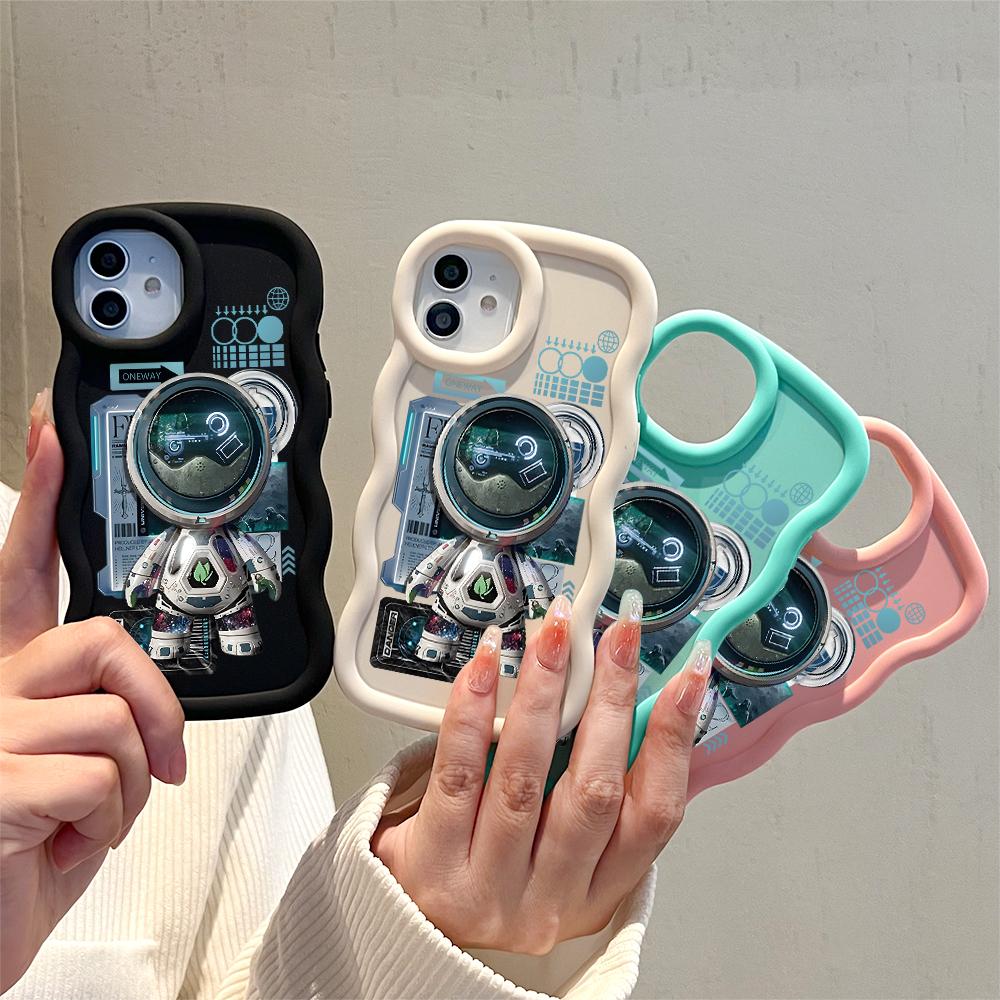 Astronaut Pattern Phone Cover for iPhone 11 12 13 14 15 Pro Max 6 6S 7 8 Plus Xs Wave Edge Shockproof Protective Rubber Case