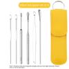 6Pcs Ear Digging Spoon Set Long Head Spiral Spring Ear Spoon Easy Clean Stainless Steel Portable Ear Care Cleaning Tools Set