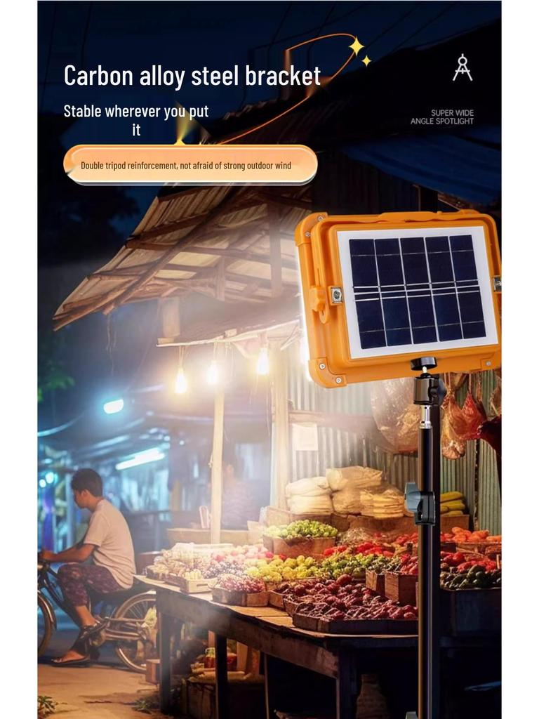 LED Solar Rechargeable Light: Outdoor Camping, Market Stall & Emergency Use, Long Battery Life