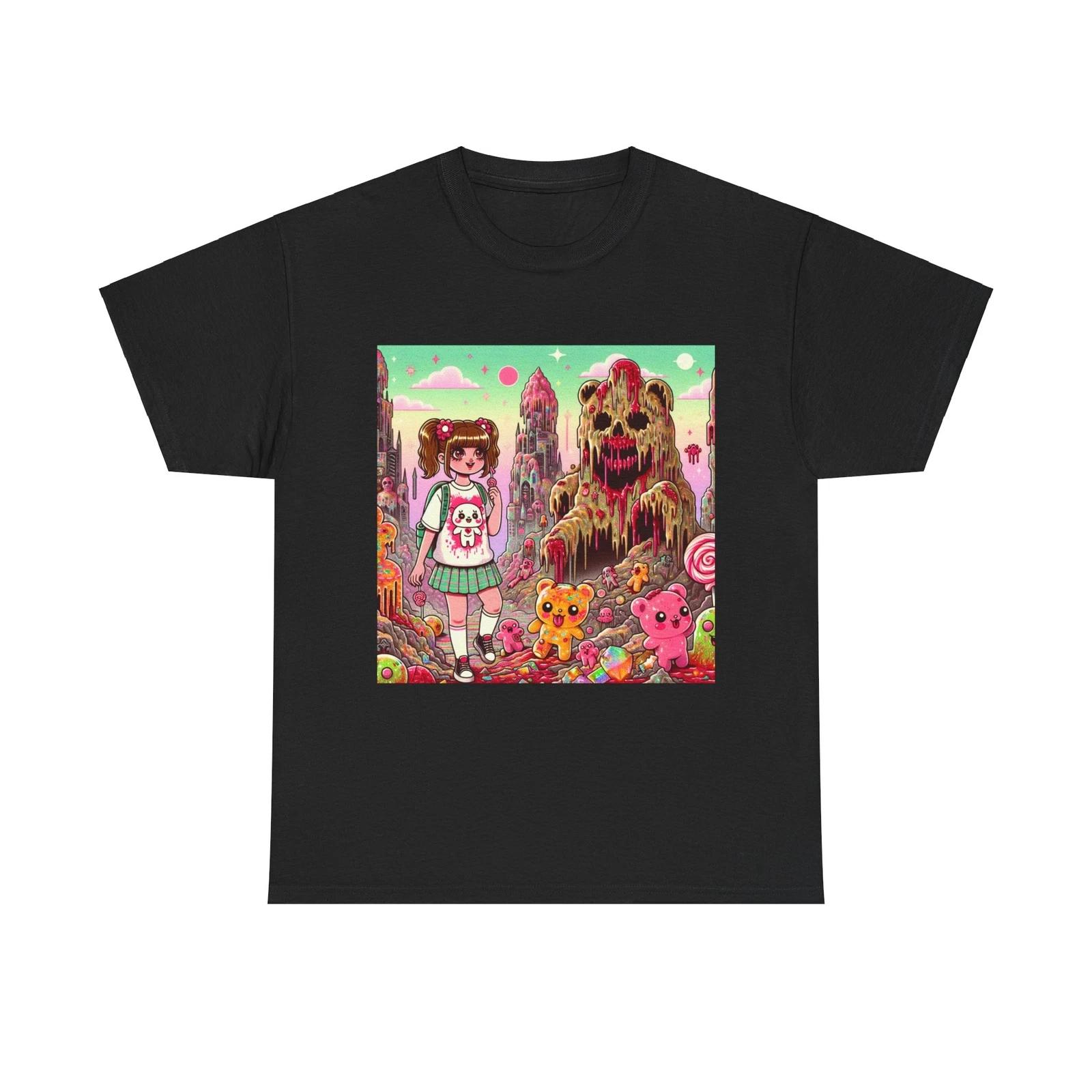 Unisex Adult T Shirt Grunge Kawaii Candy Castle Horror Scary Gothic Anime Tee L