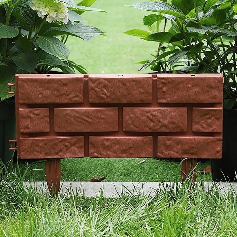 Flower Bed Edging Plastic Garden Fence Diy Edging Stones Brick Effect Lawn Edging Flower Bed Plant Border Brown Landscaping