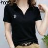 Women's Fashion Casual Summer Spring Solid Color Print Short Sleeve POLO Neck Blouses & Shirts