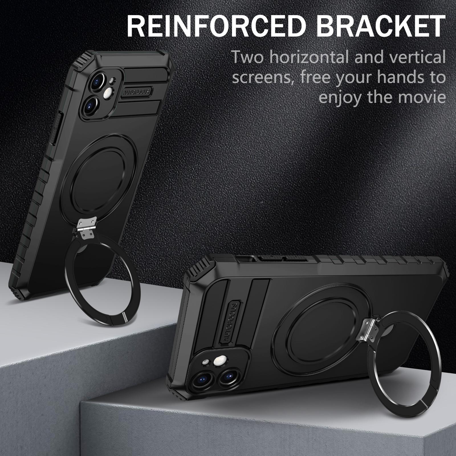 

For iPhone 11 Case Kickstand PC+TPU Phone Cover Compatible with MagSafe Black
