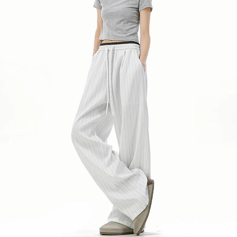 2025 Autumn Korean Style Men Pantalons Men Fashion High Waist Stripe Pants Male Casual Streetwear Straight Trousers S-2Xl