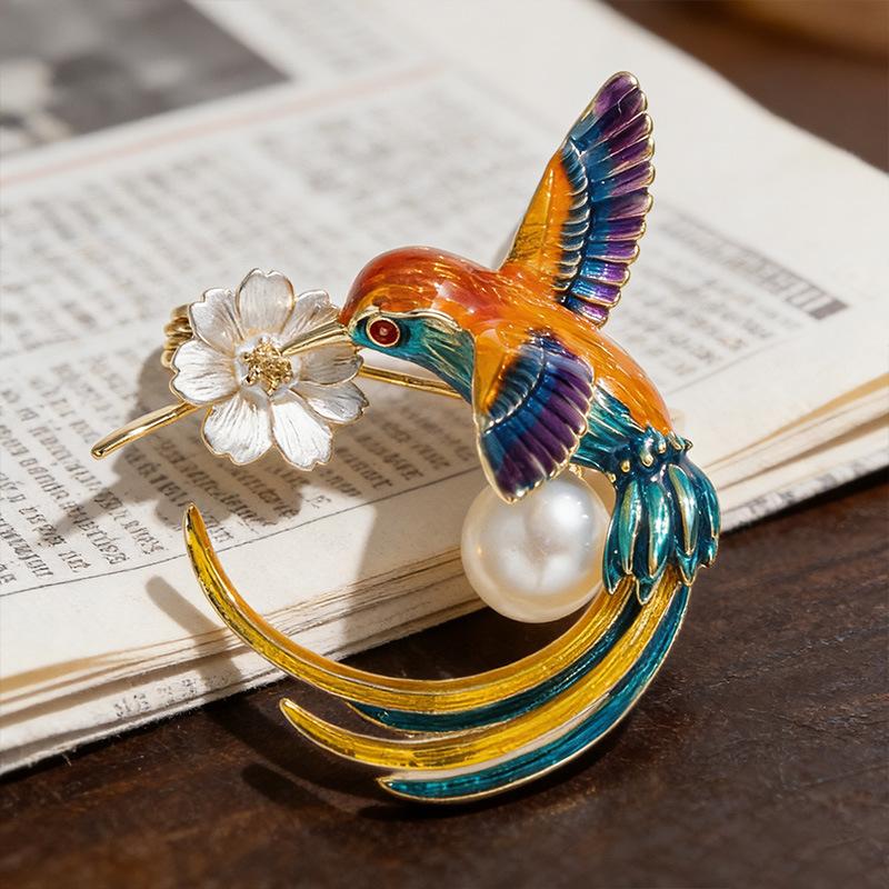 Painted Hummingbird Brooch Bird Corsage Suit Clothing Accessories Decoration Hundred College Entrance Examination Season