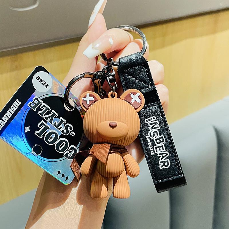 

Adorable Superhero Bear Pendant Pvc Keychain Perfect For Couples Birthday And Party Decorations коричневый