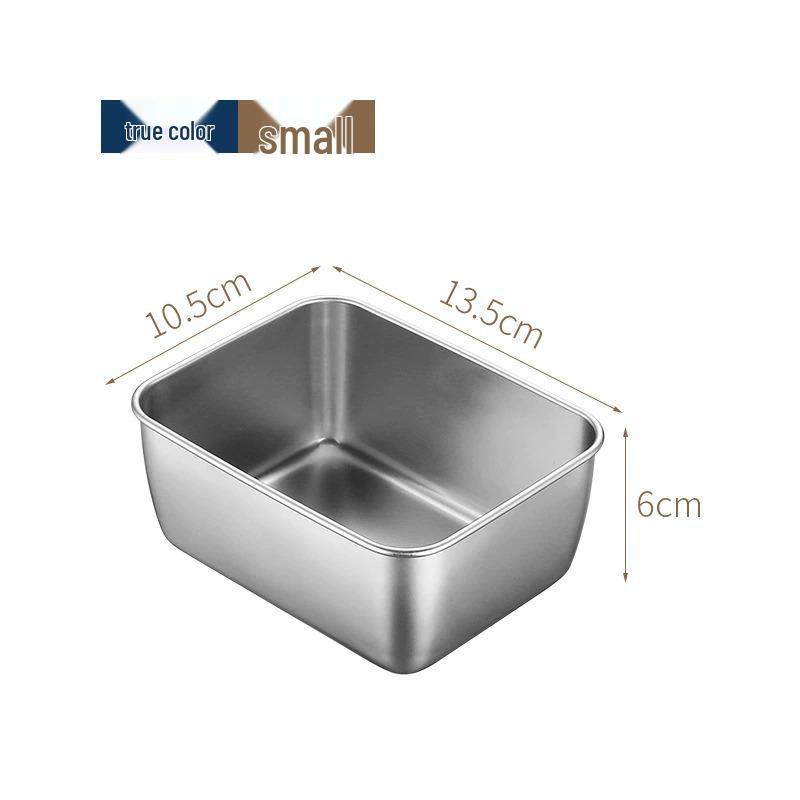 Stainless Steel Square Tray with Lid and Fresh-Keeping Magnetic Box, Towel Display, Rectangular Basin